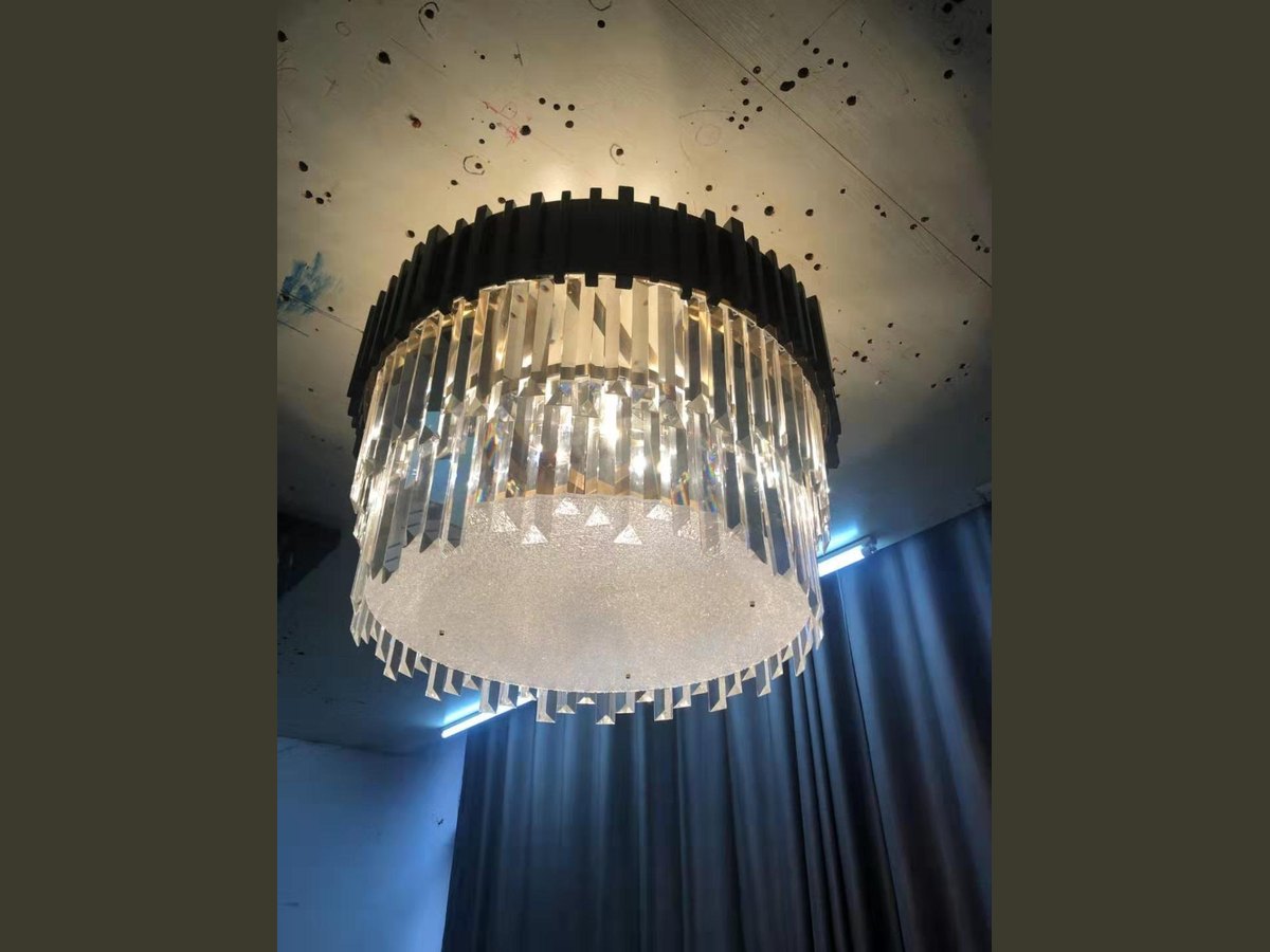 Crystal drum chandelier frame in progress
