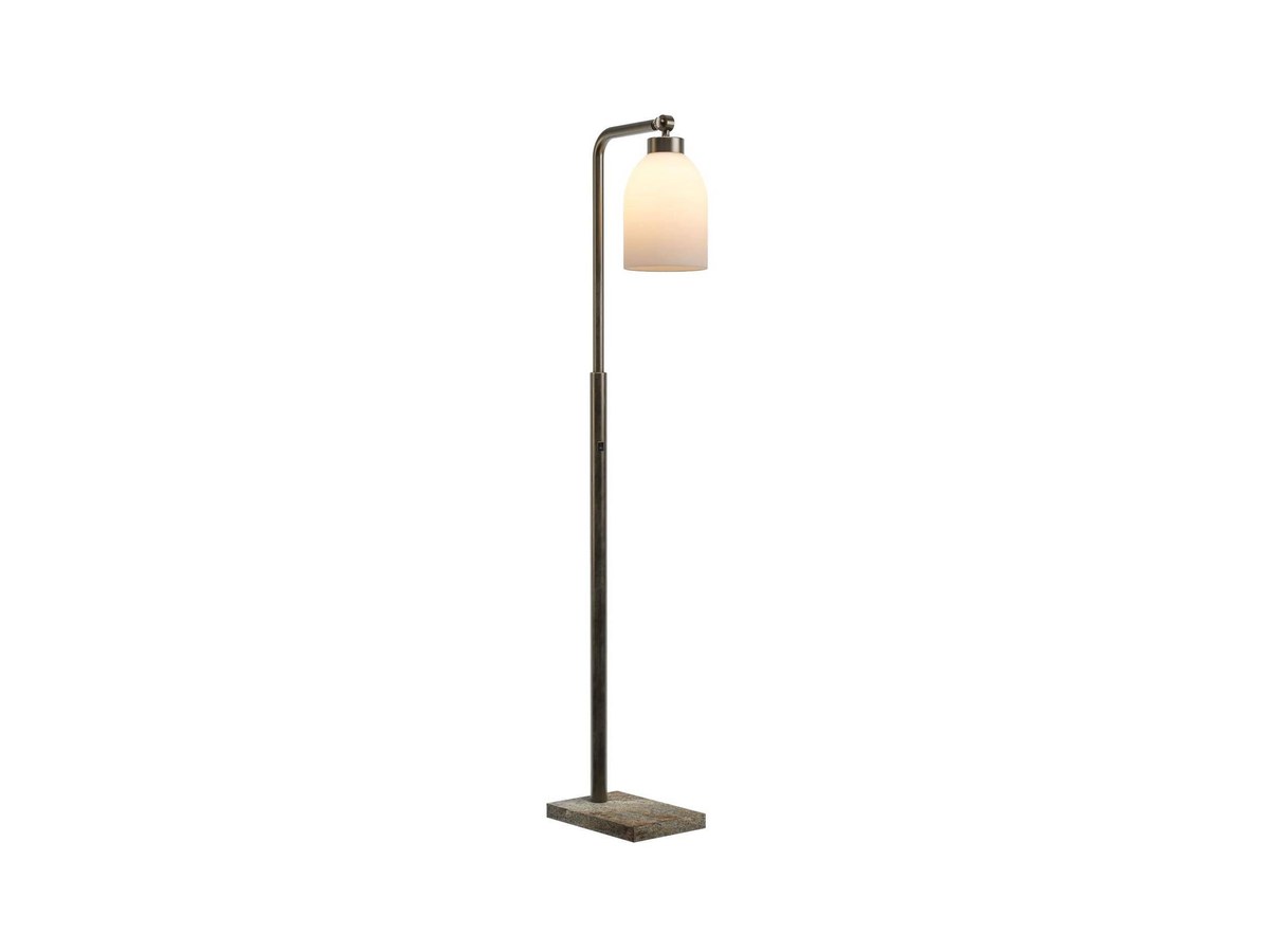 Brass floor lamp with opal shade