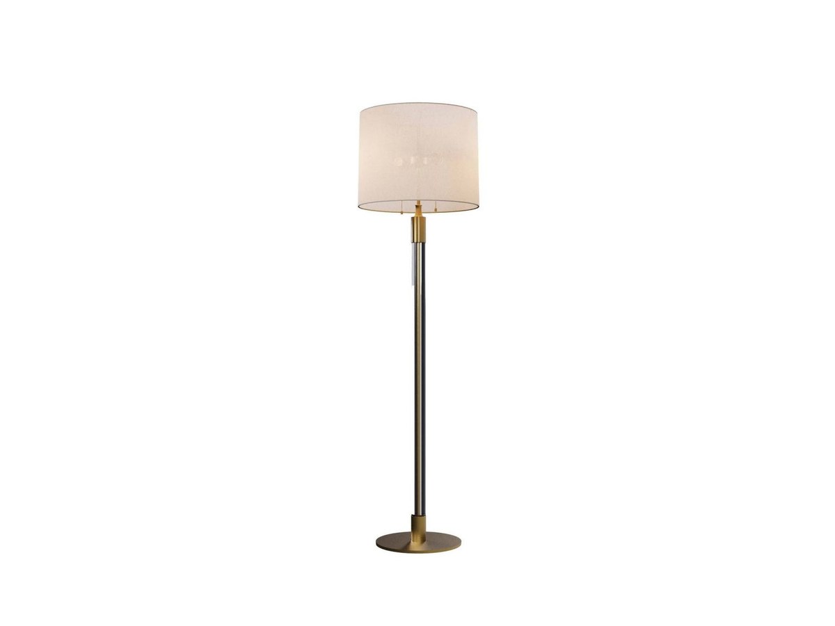 Tall brass floor lamp with drum shade