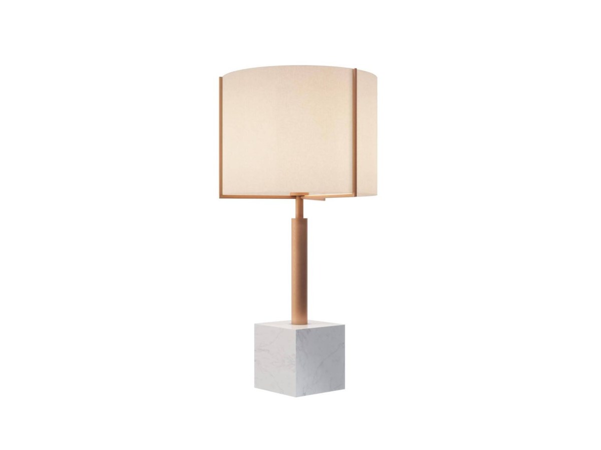 Table lamp with marble base and fabric shade