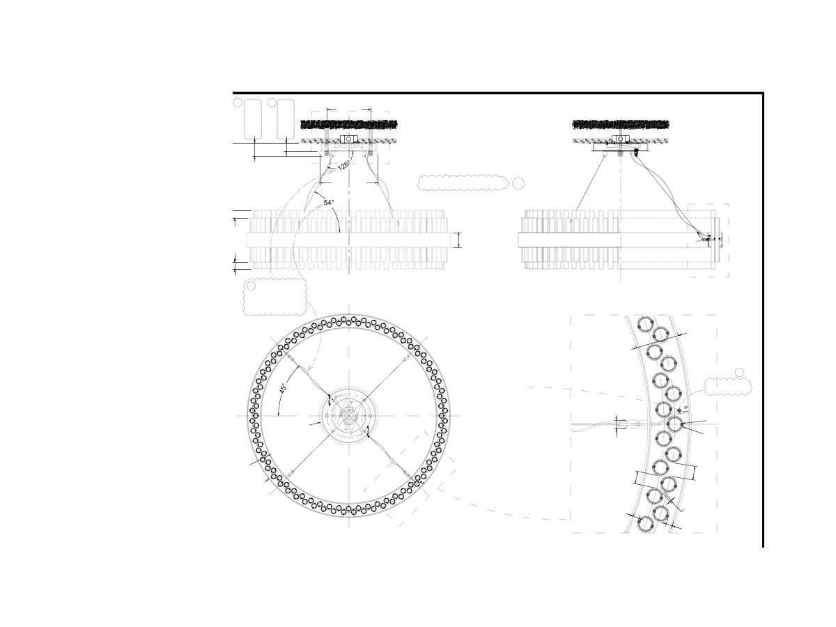 Shop drawing — crystal ring chandelier with sections and details