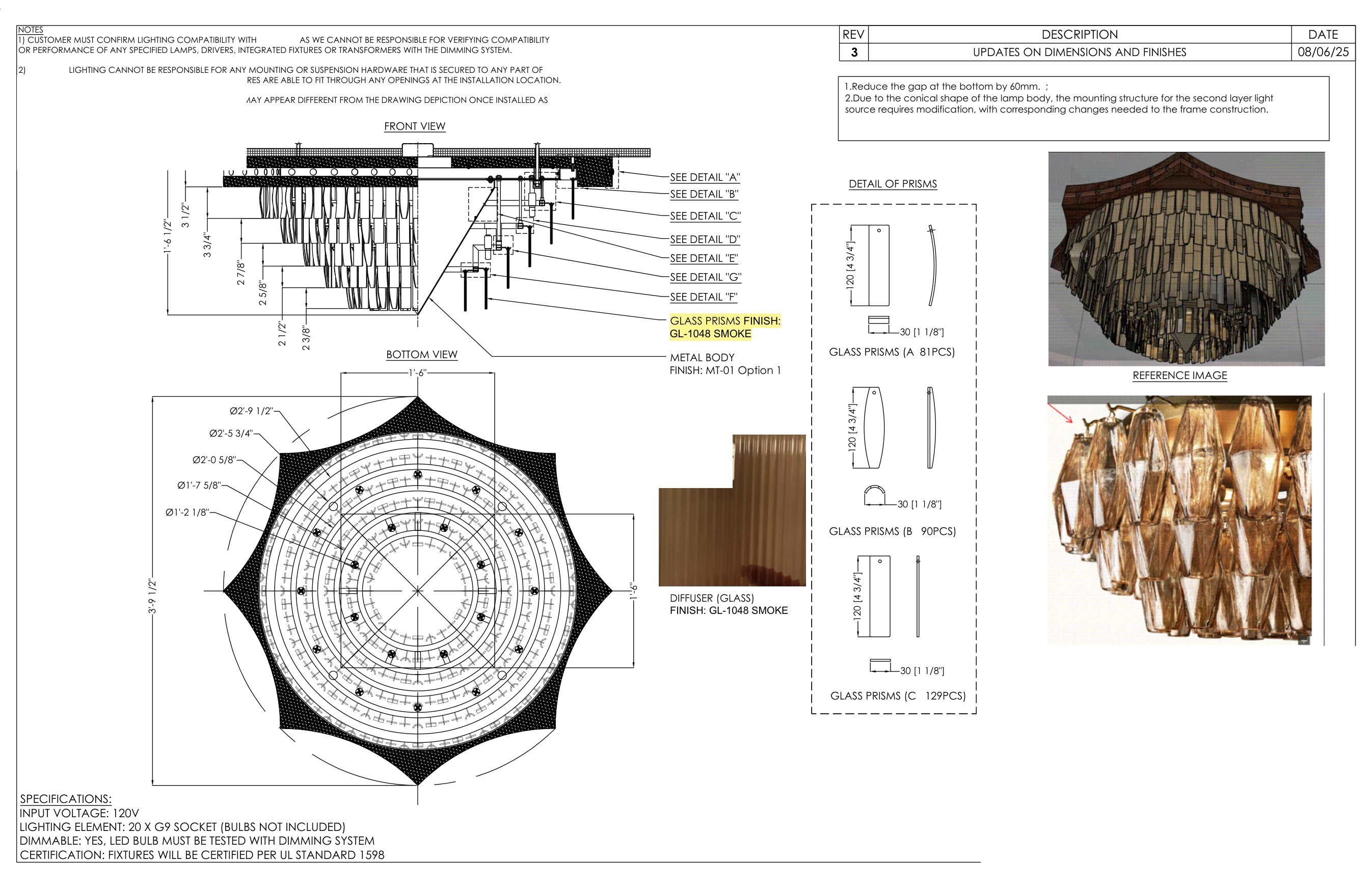 Custom fixture LT-109A shop drawing sheet 1 of 4