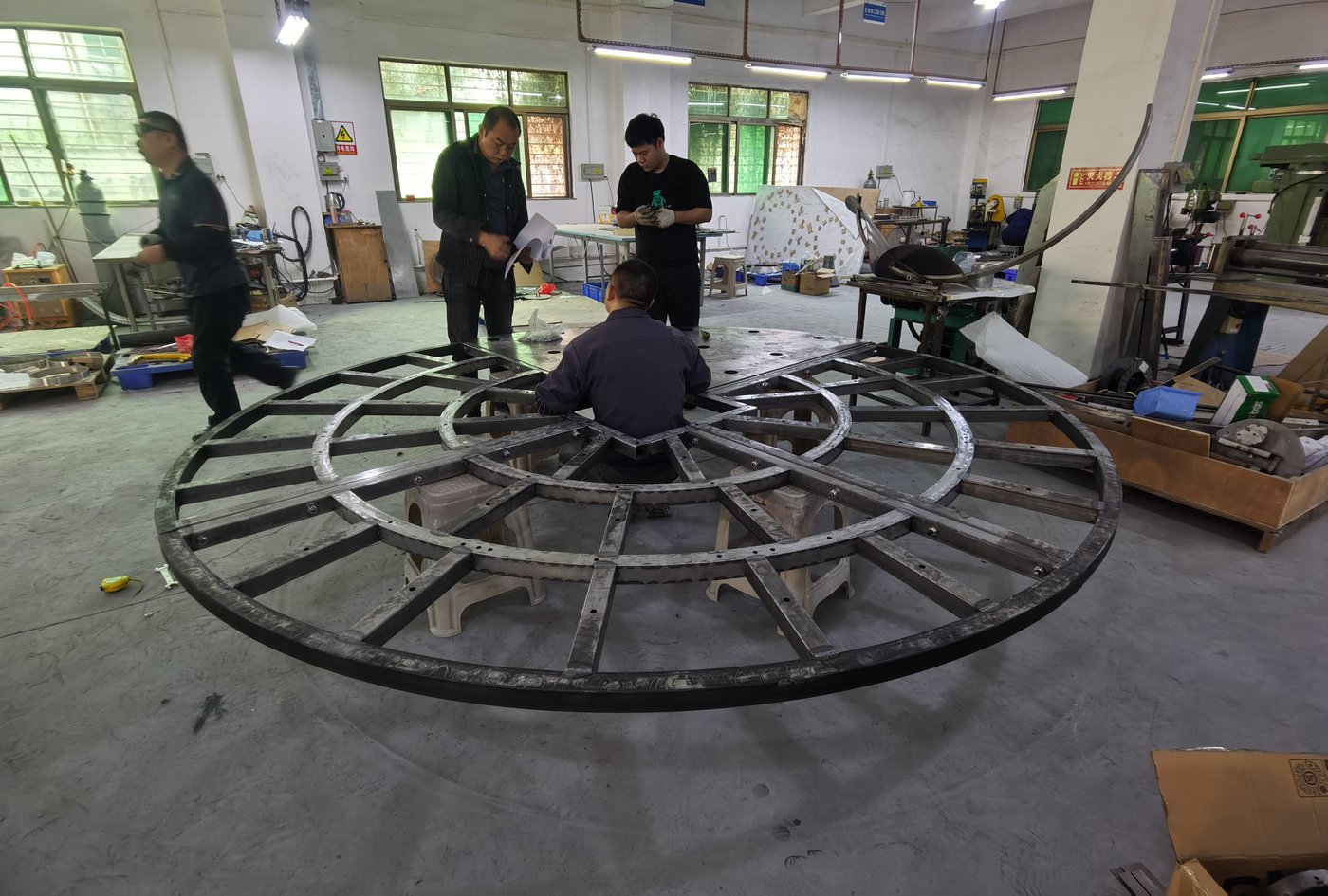Hand assembly of a large chandelier frame