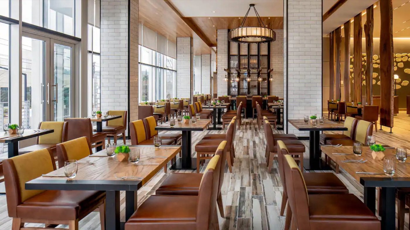 Sculptural pendant in a hotel retail area