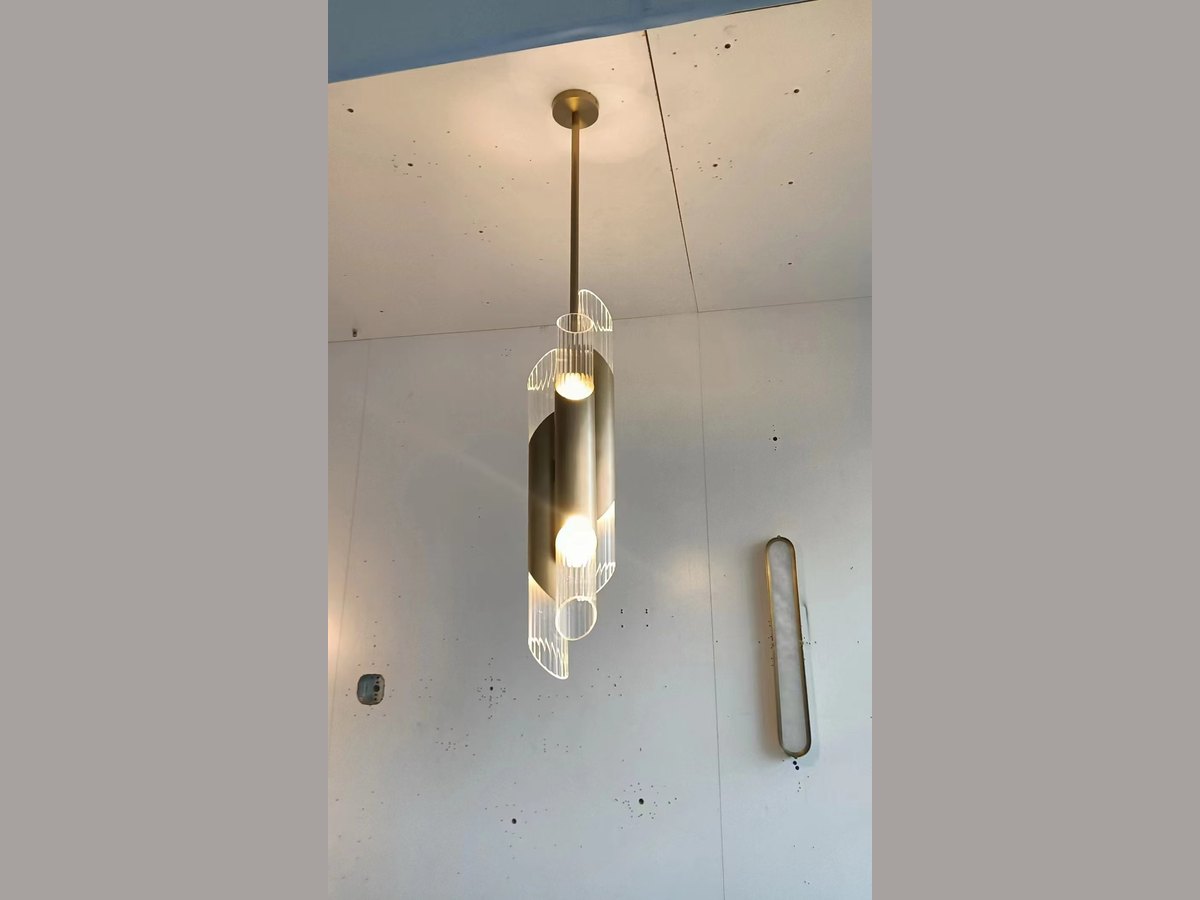 Brass and acrylic pendant sample